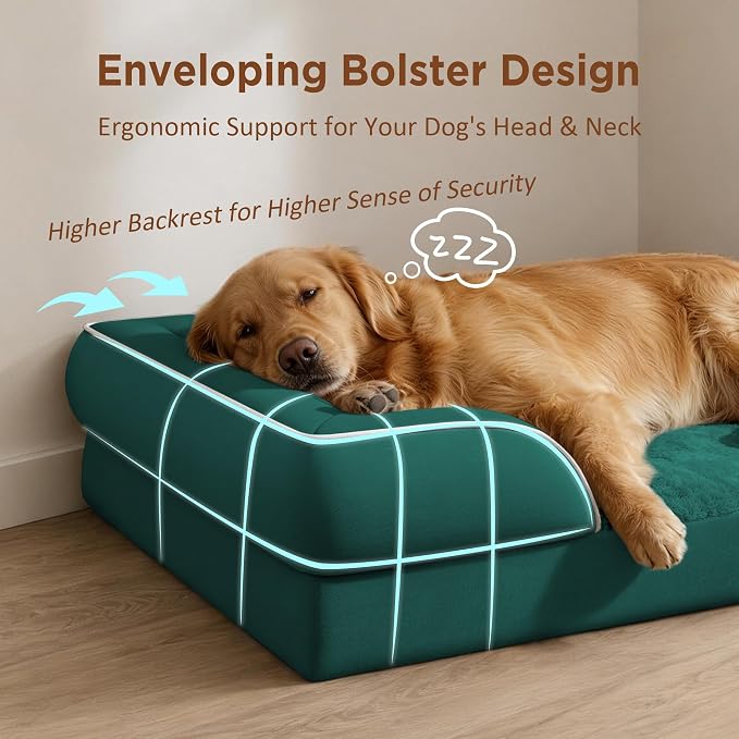 Comfort Expression Waterproof Orthopedic Dog Bed for Medium Size Dog | Supportive Egg Crate Foam Medium Pet Bed with Removable Bolsters, Dog Couch with Washable Cover & Non-Slip Bottom, 30x20 Inch