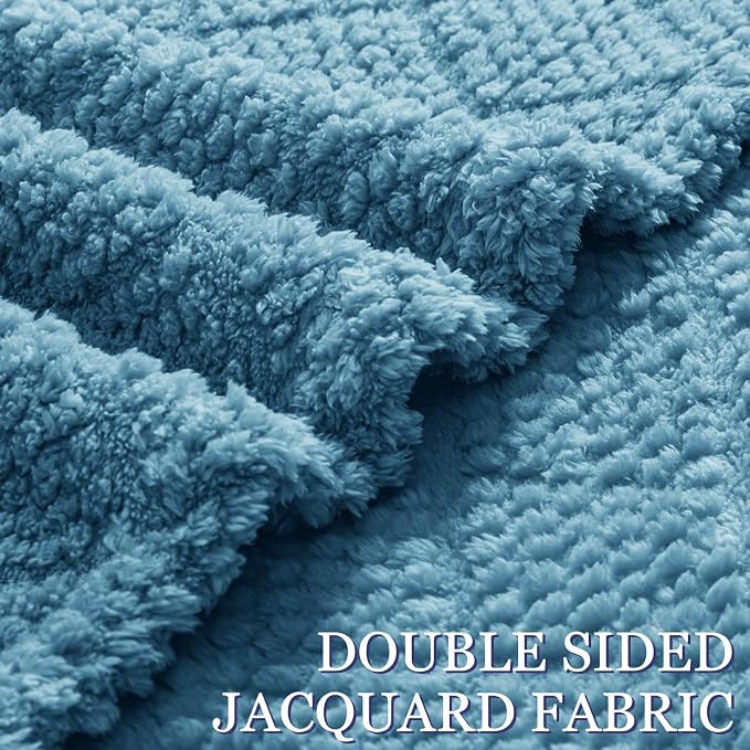 Whale Flotilla Soft Fleece Throw Blanket for Couch, Slate Blue | Jacquard Waffle Blankets for Home Decor, Lightweight and Cozy, All Season Suitable, 50x60 Inch