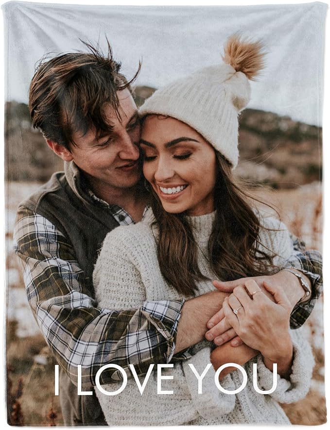 Funny DIY Custom Blanket with Picture Customized Boyfriend Girlfriend Couple Gifts Customized Photo Blanket Personalized I Love You Christmas Valentines Day Birthday Gifts for Men Women Wife Husband