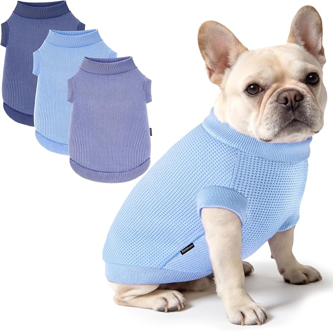 3 Pack Dog Shirt for Small Supplies Functional Waffle Dog Clothes Warm Soft Sweatshirt Outfit for Dogs Cats Pet Apparel