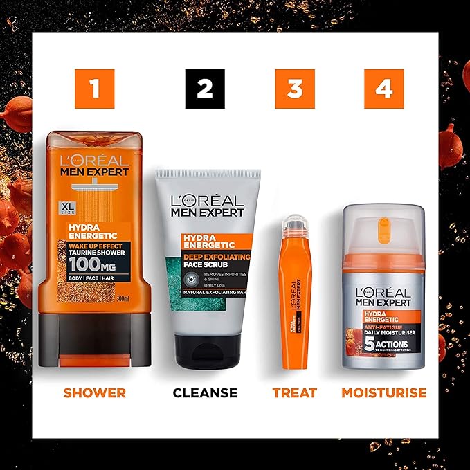 L'Oreal Paris Men Expert Face Scrub, Hydra Energetic Deep Exfoliating Face Wash for Men 100 ml