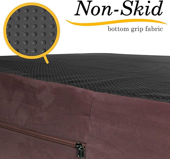 Jumbo Orthopedic Dog Bed - 7-inch Thick Memory Foam Pet Bed with Pillow with Removable Cover & Free Waterproof Liner - for Large Breed Dogs, XL, Brown-Plush Top