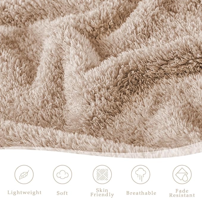 Exclusivo Mezcla Fleece Throw Blanket for Couch and Sofa, 50" x 60" | Super Soft and Cozy Fluffy Blanket for Women, Lightweight and Fuzzy Throw for Home Decor, All Season, Camel