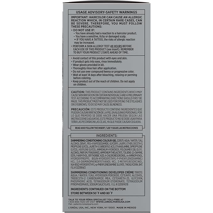 L'Oreal Paris Feria Multi-Faceted Shimmering Permanent Hair Color, Smokey Silver, Pack of 1 Hair Dye Kit