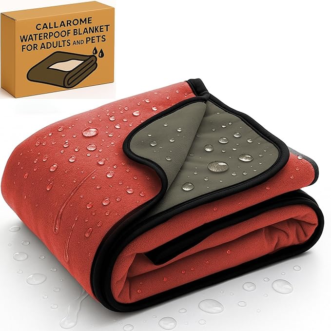 Waterproof Blanket for Bed & Couch Protection, Reddish/Green, 80"x90" | High-Density Heavy-Duty Material – Ultra-Soft & Durable Soft Fleece, Leakproof, Reversible, Silent No-Crinkle Design