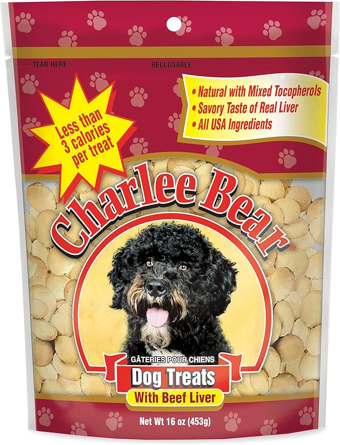 Charlee Bear Original Crunch Beef Liver Dog Treats, 16 oz - Made in the USA, Natural Training Treats for Dogs | Pocket-sized Training Treats, Crunchy Dog Treats, Limited Ingredient Recipe, Under 3 Calories per Treat, Made in USA