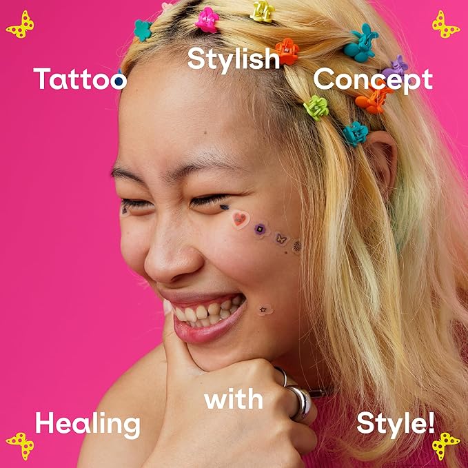 Cute Pimple Patches for Face - Tattoo Style Hydrocolloid Acne Patches (Confidence Patch) with Star Designs (66 Cute Patches) - Vegan & Cruelty-Free