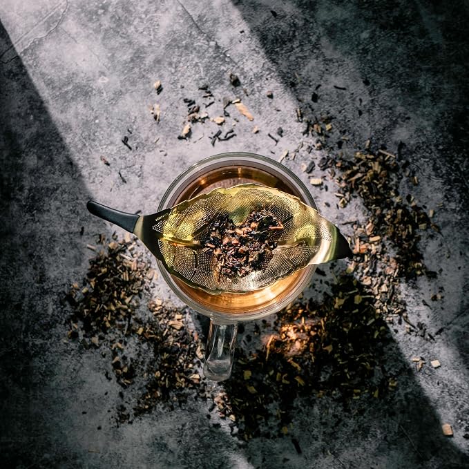 Gold Tea Strainers For Loose Tea Mesh Tea Strainer Stainless Steel Reusable Leaf Shape Tea Infuser Loose Leaf Tea Strainer Tea Filter Mesh
