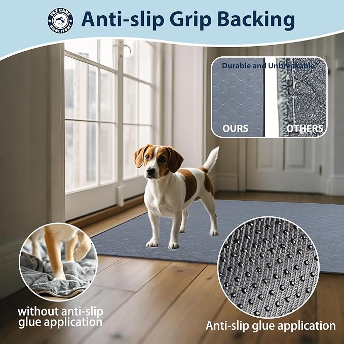 Bunlitent Reusable Puppy Pads 36" x 48", 3 Pack, Grey, Whelping pad | Reusable, Fast Absorbent, Waterproof, Non-Slip, For Whelping, Training, Incontinence & Potty, For Dog Playpen, Crate, Car