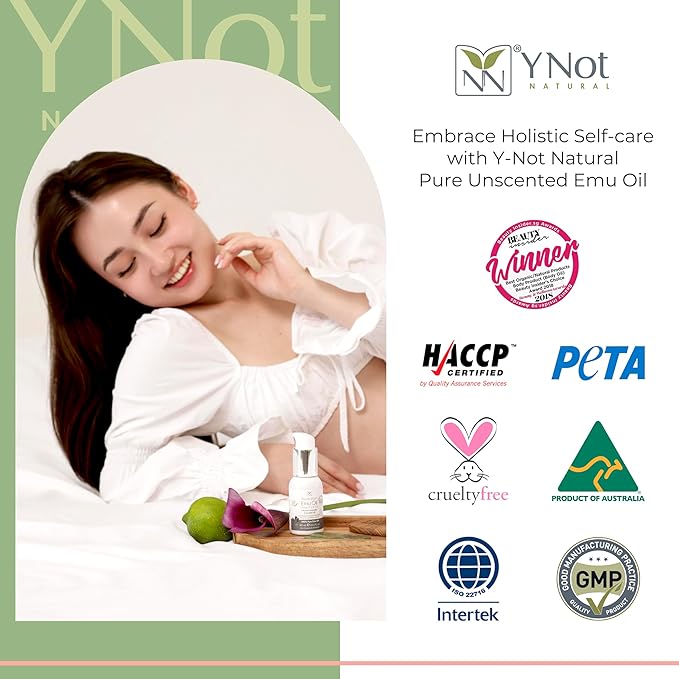 Y Not Natural Pure Emu Oil - Organic Moisture for Face, Body, Hair, Scalp & Nails - Rich in Omega 3-6-9, Vitamins & Essential Minerals - Australian Emu Oil (1000ml) 33.81 fl oz -Unscented