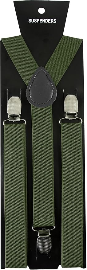 JEMYGINS Solid Color Mens Suspender with 3 Strong Clips Adjustable Braces