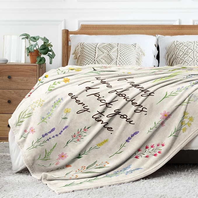 Nana Gifts, Floral Printed Blanket, Nana Birthday Gifts | Nana Gift from Grandkids, Best Grandma Gift on Grandparents Day, Christmas, Soft Throw Blanket 60'' x 80''