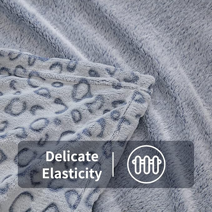 Flannel Fleece Leopard Print Throw Blanket Super Soft Lightweight Fluffy Throw for Couch, 40"X50",Blue