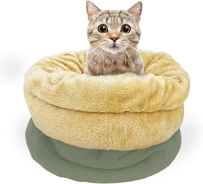 4 in 1 Self Warming Burrow Cat Bed Hideway Sleeping Cuddle Cave | Keep Warming, Machine Washable, Easy to Clean, Soft & Comfortable, Pet Beds fo Cats & Dogs, Cozy Privacy Nook