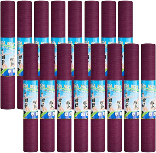 3 mm Thin Yoga Mats Bulk, Lightweight PVC Exercise Mats Non Slip Workout Fitness Pads for Yoga Pilates Stretching Classes Gym Home Studio, Easy to Clean