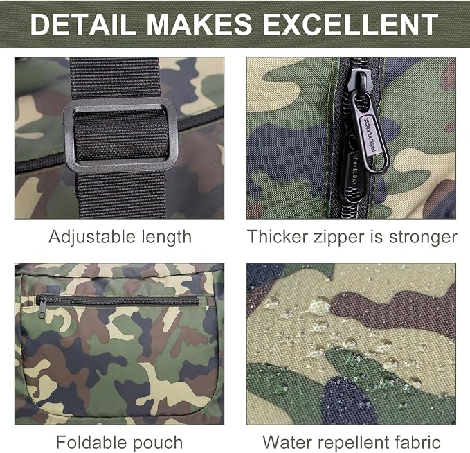 HOLYLUCK Foldable Travel Duffel Bag For Women & Men Luggage Great for Gym -55L, Green Camo