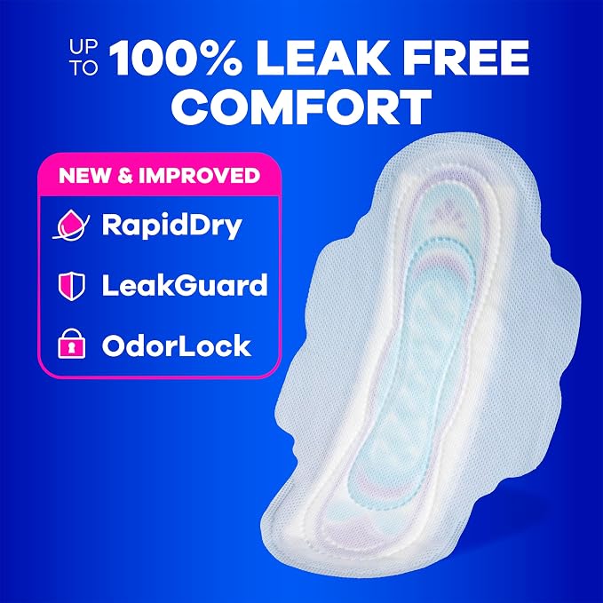Always Ultra Thin Feminine Pads with Wings for Women, Size 3, Extra Long Super Absorbency, Unscented, Up to 100% Leak-Free Protection,84 Count (Pack of 2)