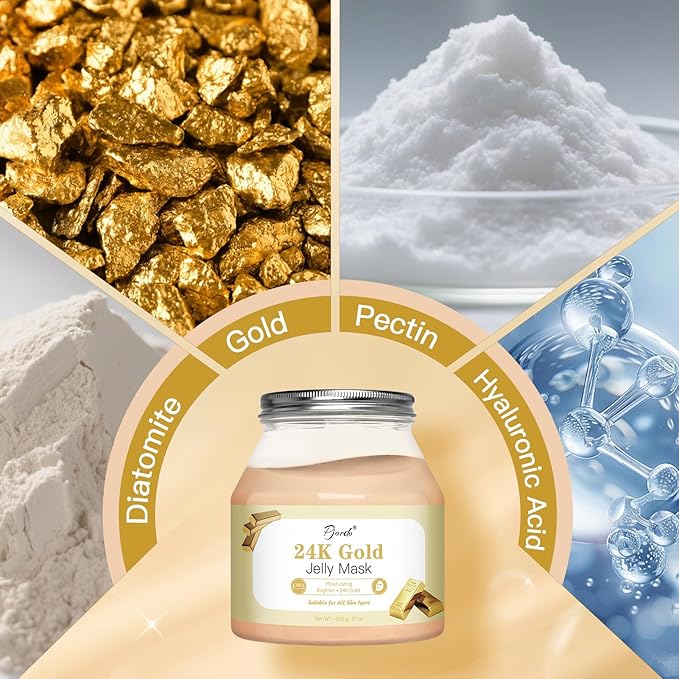 Powder Jelly Mask for Facials Professional, Peel Off Facial Mask for Hydrating & Moisturizing, Hydrojelly Mask for Women Men Skin Care, Home DIY Spa Use for All Skin with 24K Gold