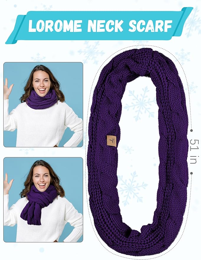 Winter Hat Scarf Gloves and Ear Warmer, Warm Knit Beanie Hat Touch Screen Gloves Set Winter Gifts Neck Scarves for Women