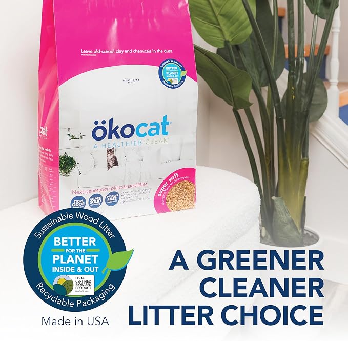 ökocat Super Soft Natural Wood Clumping Cat Litter, Odor Control, 15.8 Lbs