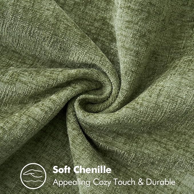 MIULEE Decorative Euro Sham Pillow Covers 24x24 Inch Sage Green 2 Pack | Farmhouse Throw Pillow Covers with Stitched Edge, Soft Chenille Cushion Cases, for Couch Sofa Bed Living Room Home Decor