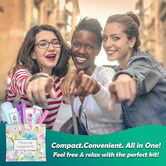 3 x Menstrual All-in-One Kits - Assorted Colors | Convenience on The Go | Single Period Kit Packs | Individually Wrapped Feminine Hygiene Products (Under the Sea/Light Rose/Butterflies)