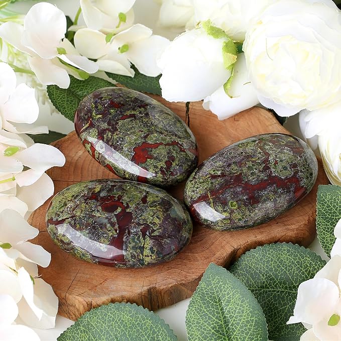 ZHIYUXI 2.4" Dragon Blood Stone Crystals and Healing Stones Gemstones Crystals and Stones Crystal Decor Energy Balancing Therapy Polished Stones Palm Stone Mediation Gifts 1PC