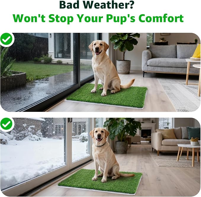 Replacement Artificial Grass Pee Pads for Dogs Potty Training to Pee & Poop | Faster Drainage, Washable, Easy to Clean & Dry Fake Grass for Puppy Pets, Protect Floor Furnitures of Apartment Balcony Patio
