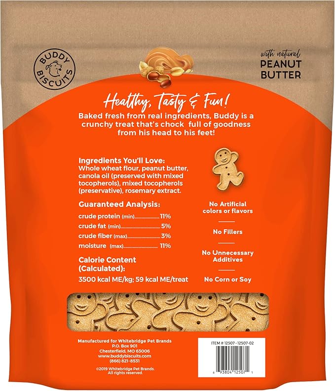 Buddy Biscuits Crunchy Dog Treats, Peanut Butter, 3.5 lbs. Bag (Pack of 2)