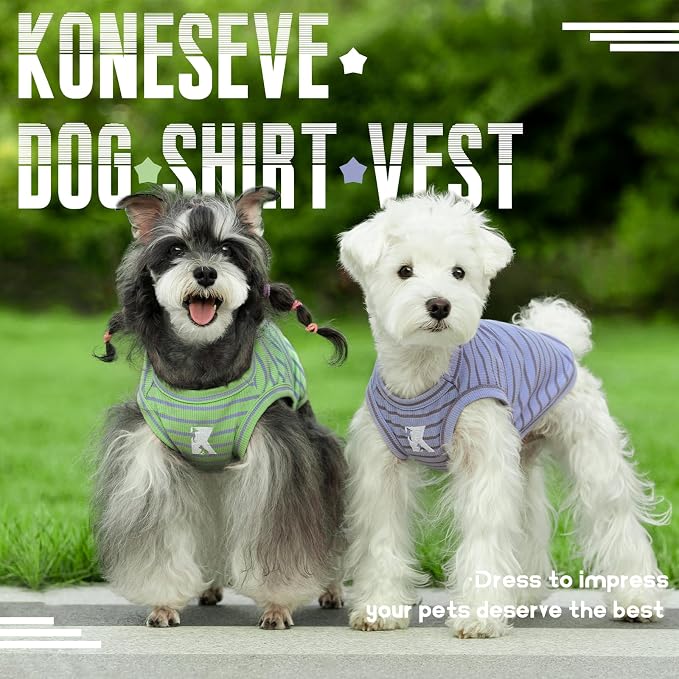 Koneseve Dog Shirt 2 Pack Breathable Sleeveless Vest, Stretchy & Soft, Purple & Vivid Green, Size XL