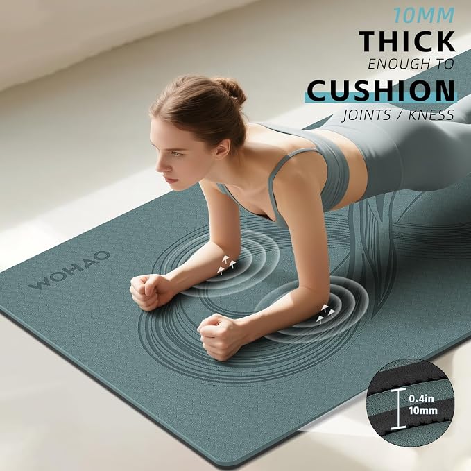 Large 76"x40"x0.4" Yoga Mat - Extra Width & Thick Non-Slip Exercise Mat, Versatile for Stretching, Yoga Studio, Gym, Home & Indoor/Outdoor Workouts