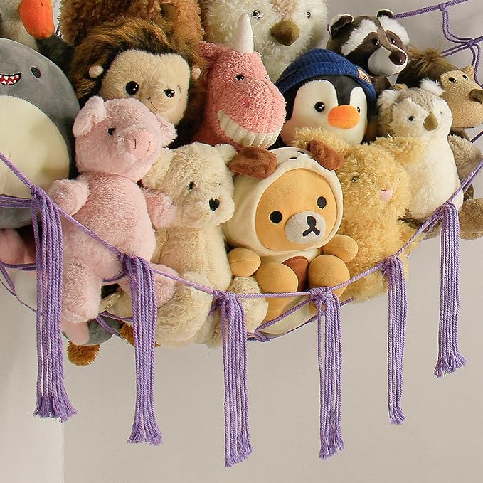 mirolam Stuffed Animal Storage Hammock Net - Toy Hammock Net for Stuffed Animals Corner - Hanging Stuff Animal Organizer Holder Large Size Baby Nursery Room Decor