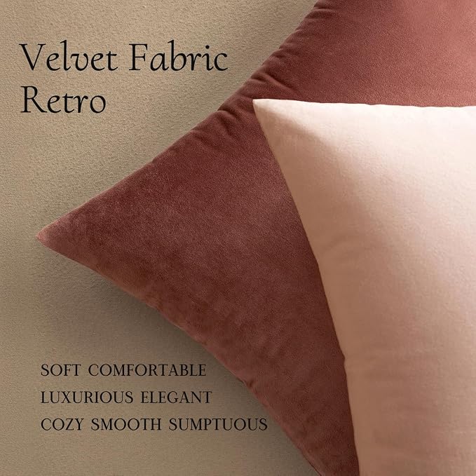 MIULEE Velvet Throw Pillow Covers 20x20 Inch Pack of 2 Pink | Soft Solid Decorative Pillow Covers, Modern Luxury Home Decor, for Couch Chair Sofa Bedroom Livingroom