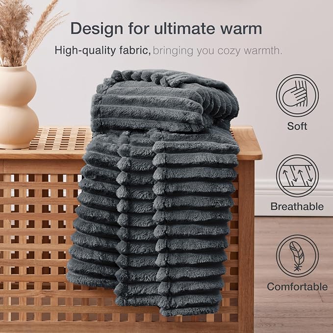 EXQ Home Gentle Soft Fleece Throw Blanket – Cozy Lightweight Blanket for Couch Bed – All-Season Warm Fuzzy Flannel Blanket for Women Mom Her – Gifts for Birthday(60"x80",Charcoal Grey)