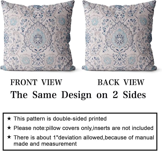 Snycler Boho Throw Pillow Covers 26x26 inch Set of 2 Terracotta Rust Blue Colored Throw Pillows Double Sided Boho Home Soft Decor for Bedroom Living Room Couch & Sofa (No Inserts)