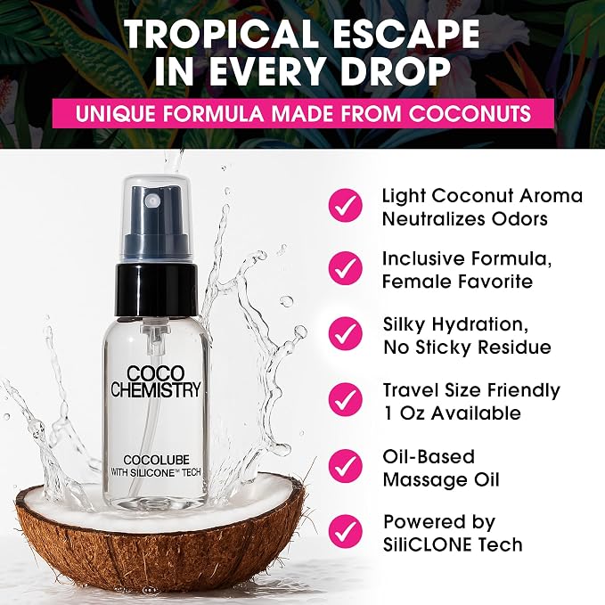 Cocolube Spray - 4oz Coconut Oil Hydrating Body and Massage Oil with SiliCLONE Technology, Lightweight, Non-Greasy Moisturizer for Skin and Hair, Silicone-Free, Travel Size, Ultimate and Comfort