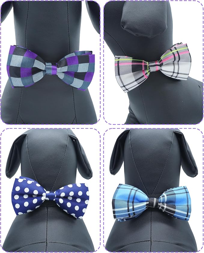 PET SHOW 5 Pack Plaid Dog Bowties for Large Dogs Slide on Collar