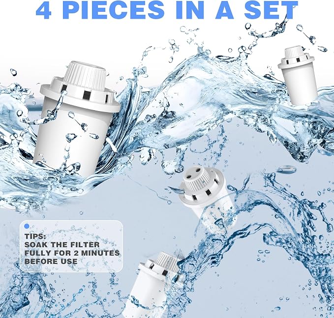 Replacement Filters 4 Packs for Lesotc Dog Fountain, Water Filter, for Stainless Steel Pet Fountain for Large Dogs- Vertical Filtration for D2223,D2322,D2340,D2341,D2419 Lasts Two Months