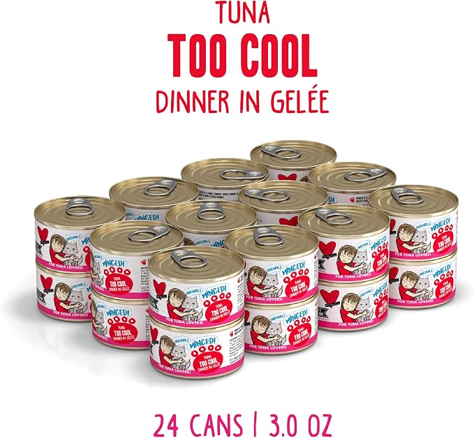Weruva BFF Minced Natural Wet Cat Food, Tuna Too Cool in Gelee, 3oz Can, Pack of 24