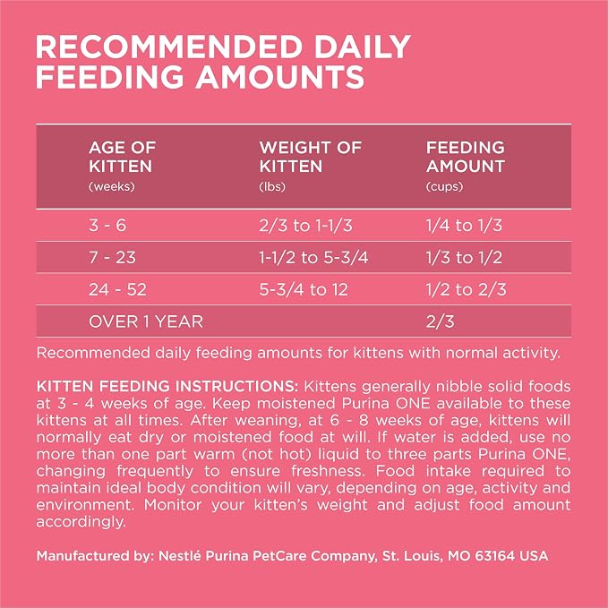 Purina ONE High Protein Natural Kitten Dry Cat Food, 16 lb Bag | Made with real chicken and L-carnitine to help burn fat, antioxidants for immune support and calcium for strong teeth