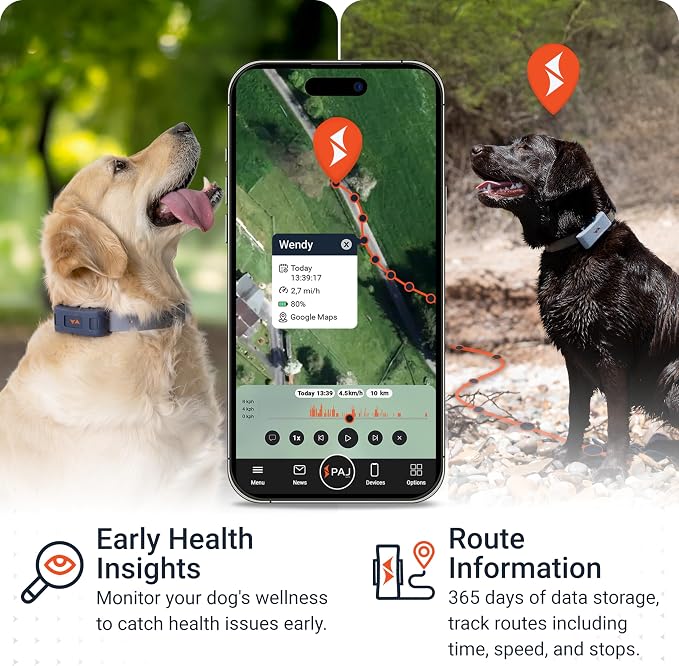 PAJ Dog GPS Tracker 3-Month Subscription Included, Real-time Pet Tracking
