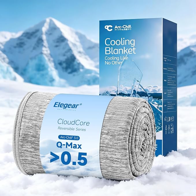 Elegear Arc-Chill 3.0 Cooling Blankets for Hot Sleepers, King Size, Grey | Q-Max>0.5 Cooling Fabric, Absorbs Heat to Keep Body Cool, Breathable Summer Blankets for Night Sweats & Menopause, 108"x90"