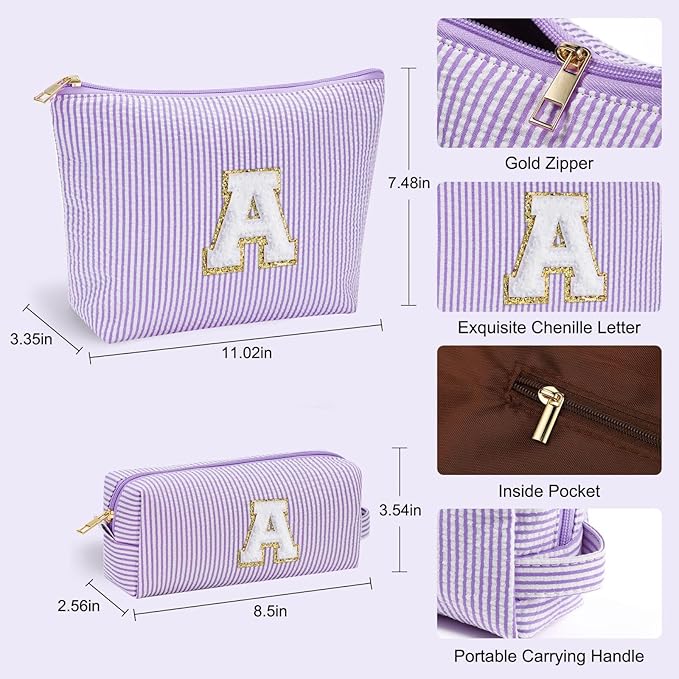 YOOLIFE Christmas Gifts for Teenage Girls Stocking Stuffers for Teen Girl Initial Makeup Bag | Cosmetic Toiletry Bag | Birthday Gift for 9 10 11 12 13 Years Old | Teen Girl Gifts Trendy Stuff Purple S