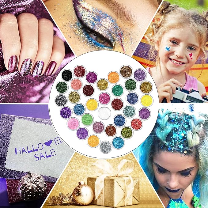 Temporary Glitter Tattoos Kit for Kids,36 Glitter Colors,222 Stencils,3 Glue,5 Brushes,Adults and Kids Arts Glitter Kit, Gifts for Girls & Boys Birthday Party Christmas Day.