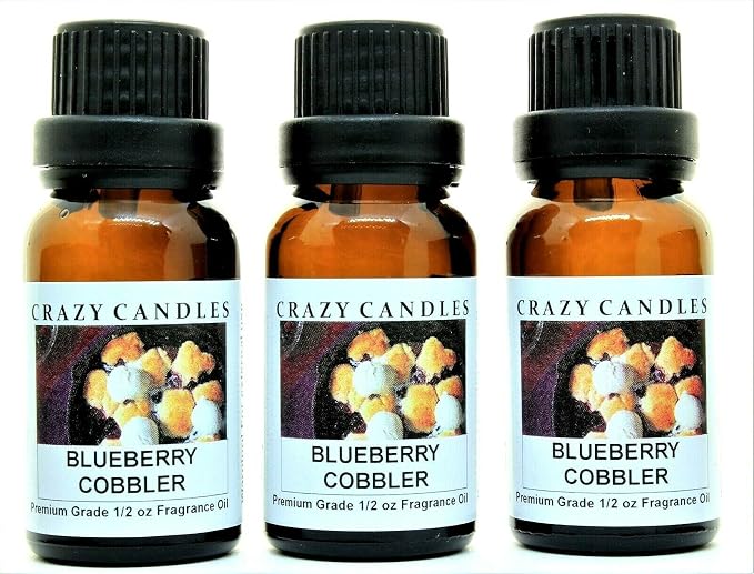 Crazy Candles Blueberry Cobbler 3 Bottles 1/2 FL Oz Each (15ml) Premium Grade Scented Fragrance Oil