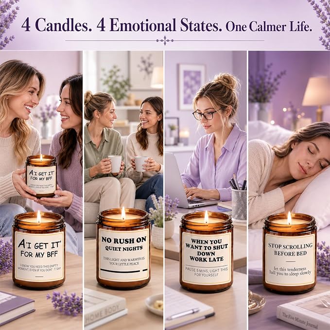 Best Friend Birthday Gifts for Women - Lavender Scented Candles for Women, Mothers Day Gifts for Woman, Friendship Gift for Friends, Bestie, Sister, BFF, Cool Bestie Gift Ideas for Females