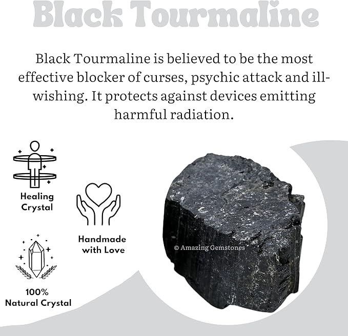Amazing Gemstone Black Tourmaline Crystals Rough Stone in Bulk, 1/2lb Large Pieces Turmalina Negra Piedra Originales, Large Black Tourmaline Crystal Healing Stones for Protection