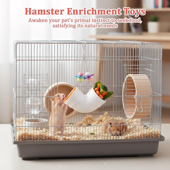 Hamster Enrichment Toys, Mouse Rat Enrichment Toys, Hanging Slow-Feeding Dispenser, Interactive Rat Cage Treat Dispenser Toy, for Small Foraging Pets Like Hamsters, Guinea Pigs, Ferrets