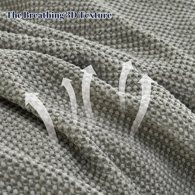 PHF Stone Washed 100% Cotton Waffle Blanket, Vintage Deep Honeycomb Texture, Breathable Thermal Blanket for Bed & Home Decor, All Season Layering - King, Frosted Grey