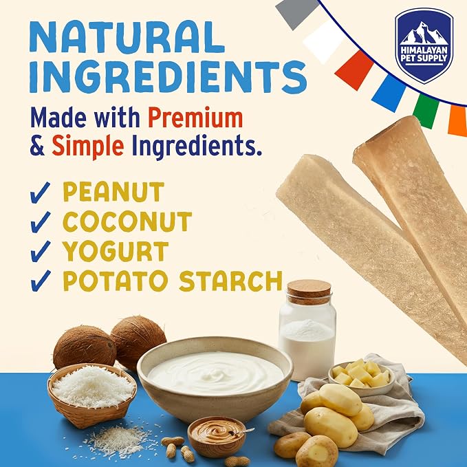 Himalayan Dog Chew Yogurt Sticks, Probiotic Treats, Peanut Butter, 5 Treats | Dog Chews With Prebiotics, Probiotics & Protein, Digestive Support, Lactose & Gluten Free, Natural Dog Treats for All Breeds